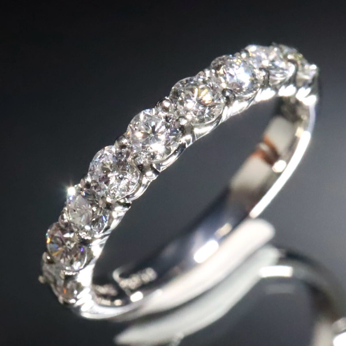 Pt950!!0.62ct!!【ヴァンドーム青山】◆天然ダイヤモンドハーフエタニティリング◆N 約3.1g 約7号 #7 diamond 指輪 ring EC3/EC6 X602拍卖
