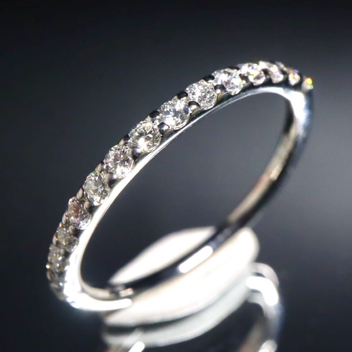 Pt900!!0.30ct!!◆天然ダイヤモンドハーフエタニティリング◆N 約1.9g 約11号 #11 diamond 指輪 ring ジュエリー jewelry EB2/EB5 X609拍卖