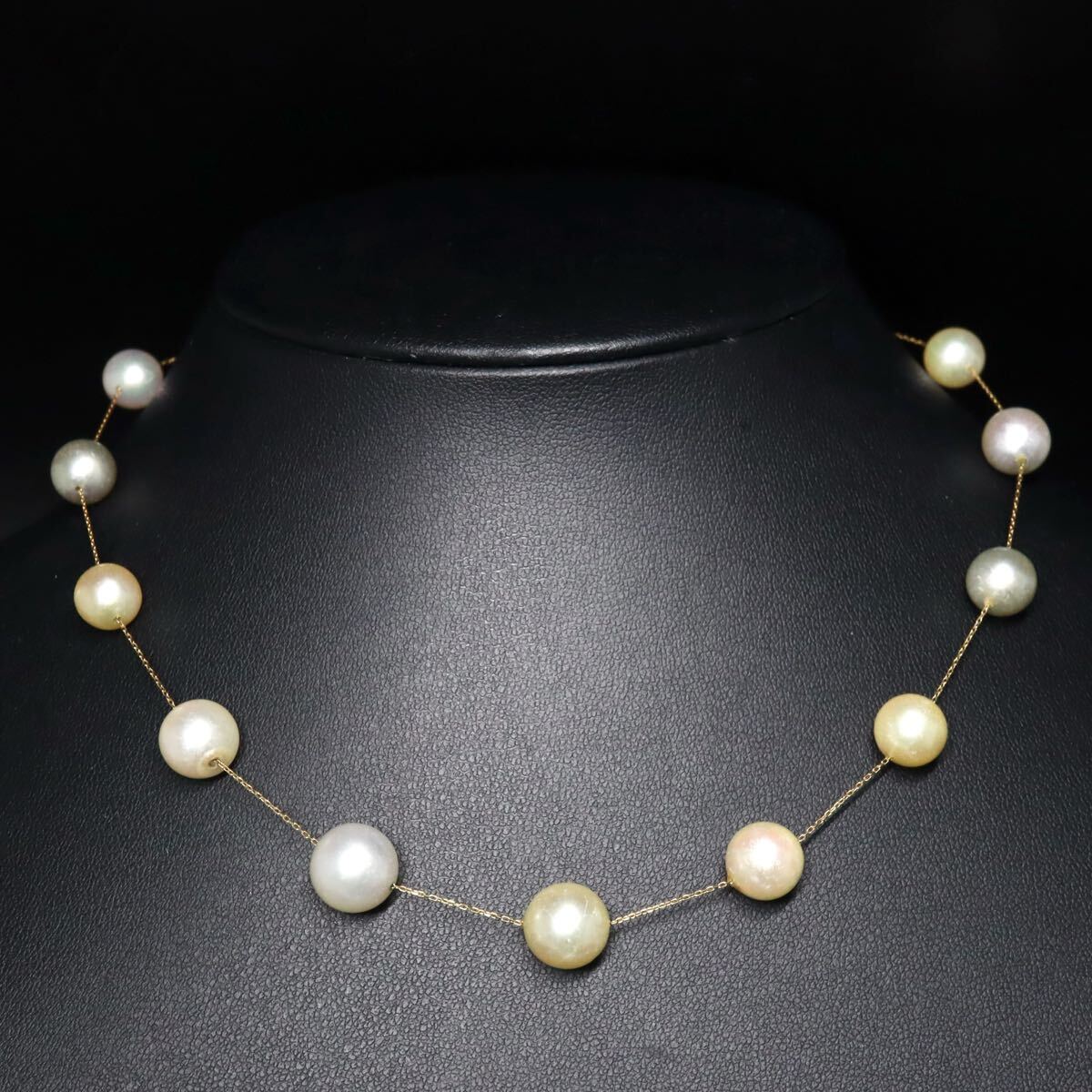 K18!!約8.0-10.0mm珠◆アコヤ本真珠ネックレス◆N 約13.1g 約39.5cm pearl パール necklace jewelry ジュエリー ラウンド EA8/ X610拍卖