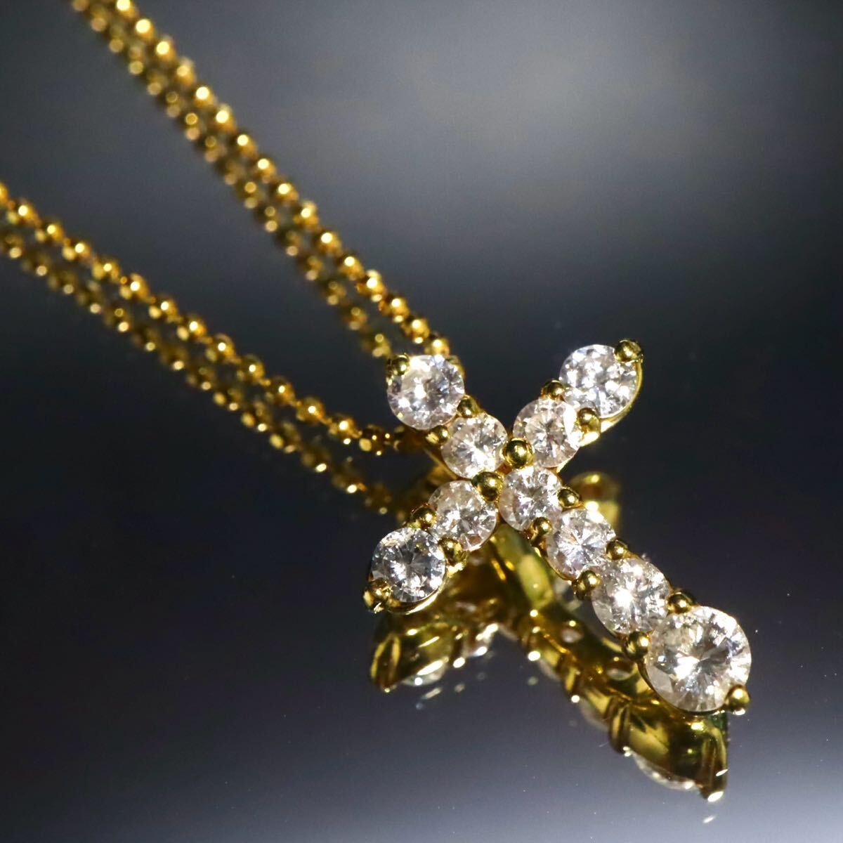 K18!!0.53ct!!◆天然ダイヤモンドネックレス◆N 約2.8g 約40.0cm diamond necklace jewelry ジュエリー ペンダント クロス EE0/EE2 X617拍卖
