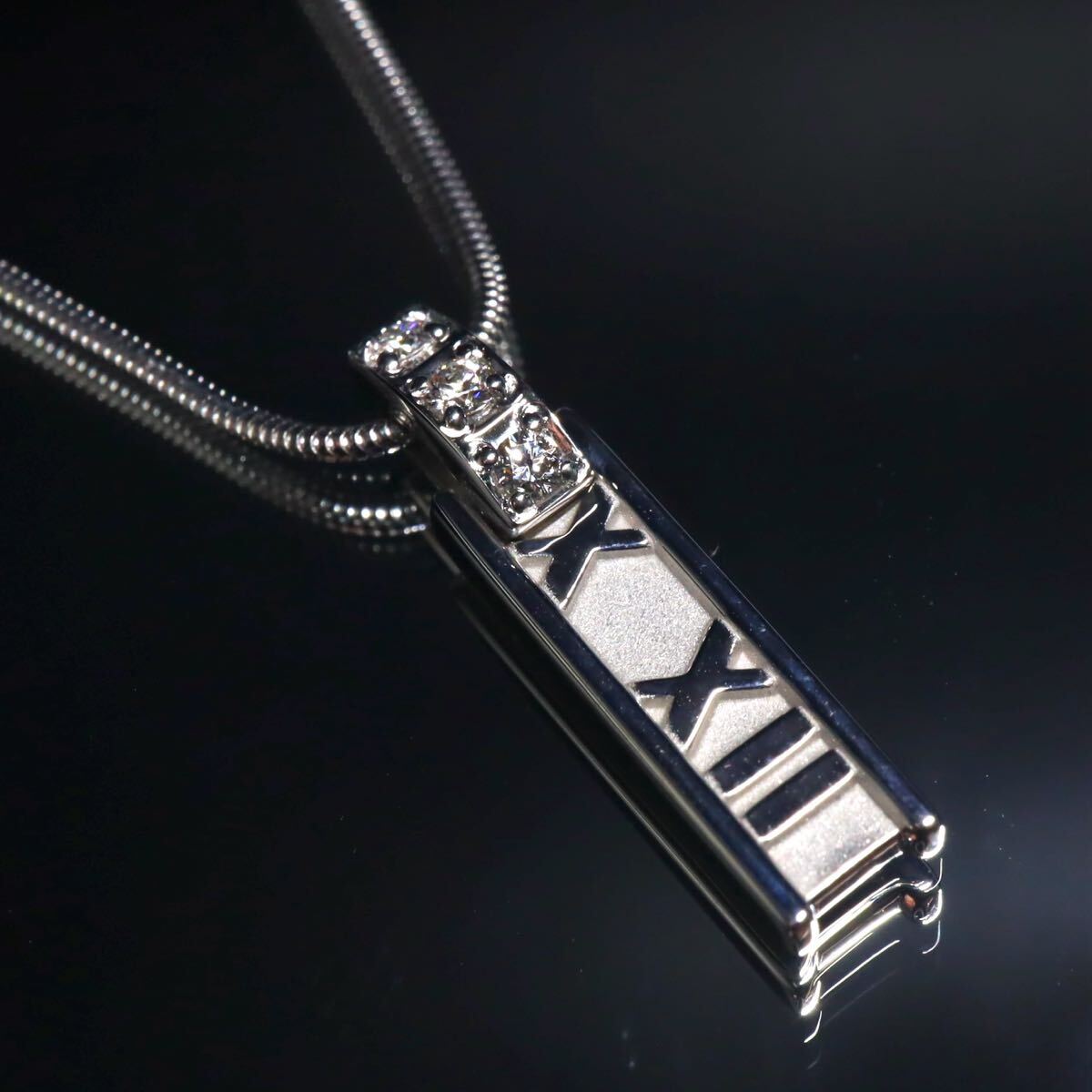K18!!【ティファニー】◆アトラスバー3Pダイヤモンドネックレス◆N 約7.1g 約41.0cm diamond necklace jewelry ジュエリー FA2/ X625拍卖