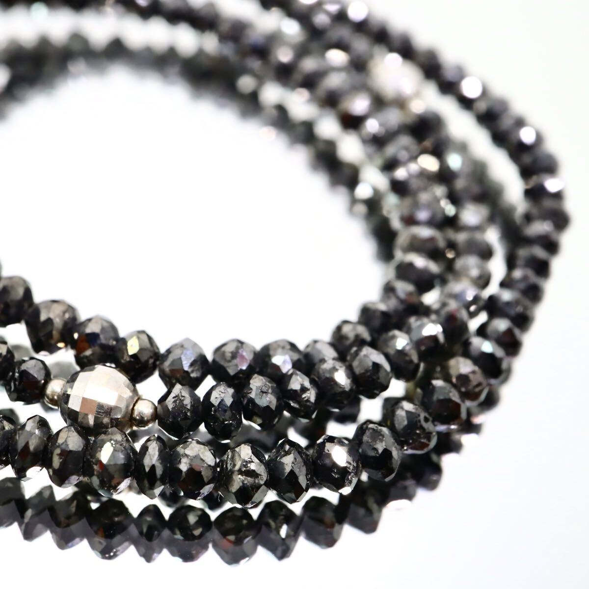 K18WG!!30.00ct!!【パーツ】◆天然ブラックダイヤモンドジャンクネックレスネックレス◆N 約8.2g 約47cm black diamond necklace EA4/ X643拍卖
