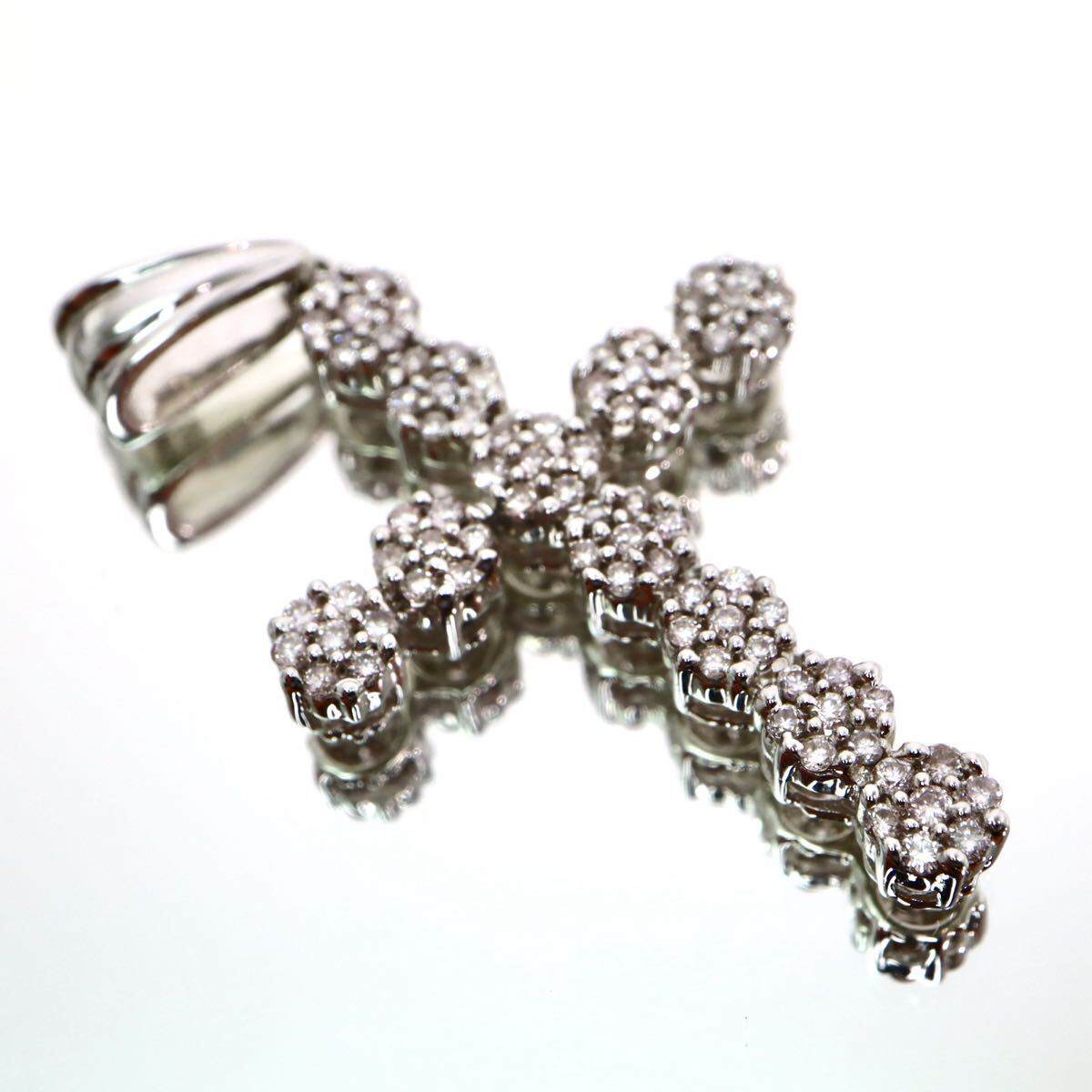 K18WG!!0.35ct!!鑑別書付!!◆天然ピンクダイヤモンド/天然ダイヤモンドクロスモチーフペンダントトップ◆N 約2.4g ネックレス ED6/EE2 X645拍卖