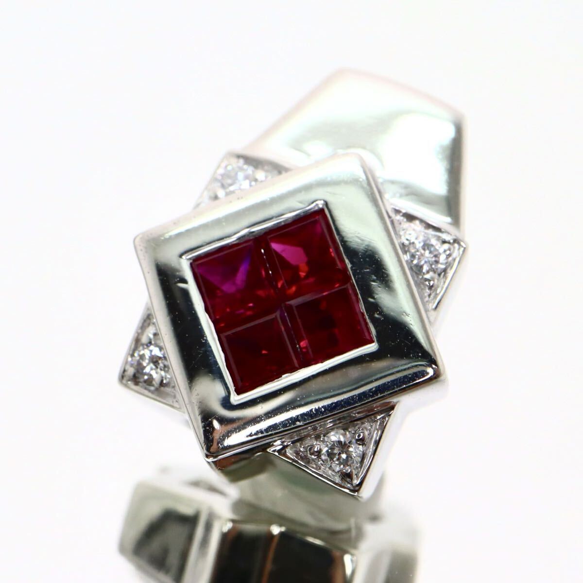 Pt850!!0.48/0.04ct!!ソ付き!!【ジュエリーマキ】◆天然ルビー/天然ダイヤモンドペンダントトップ◆N 約3.9g ネックレス EB9/ X653拍卖