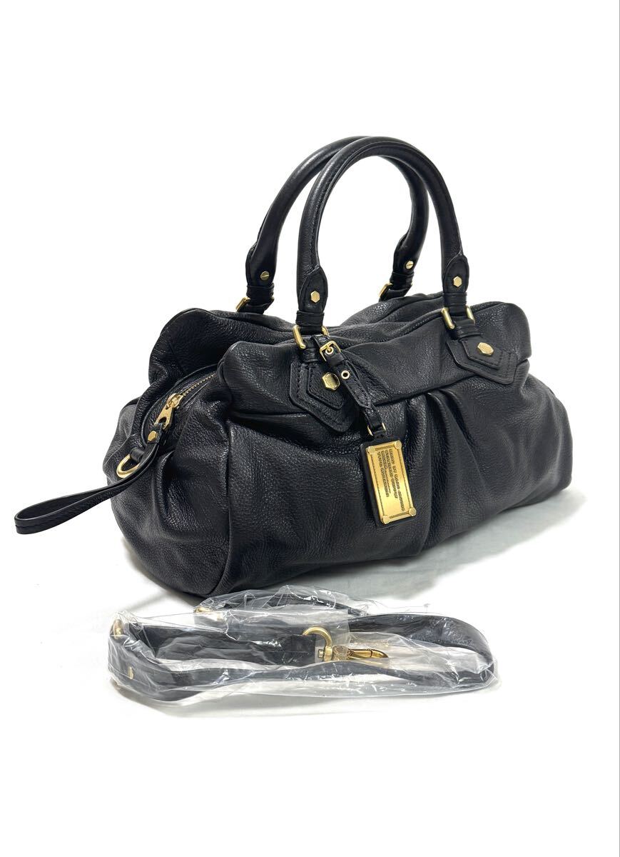 【未使用品】MARC by Marc Jacobsマークバイマークジェイコブス ハンドバッグ 2wayバッグ ブラックレザー ゴールド金具拍卖