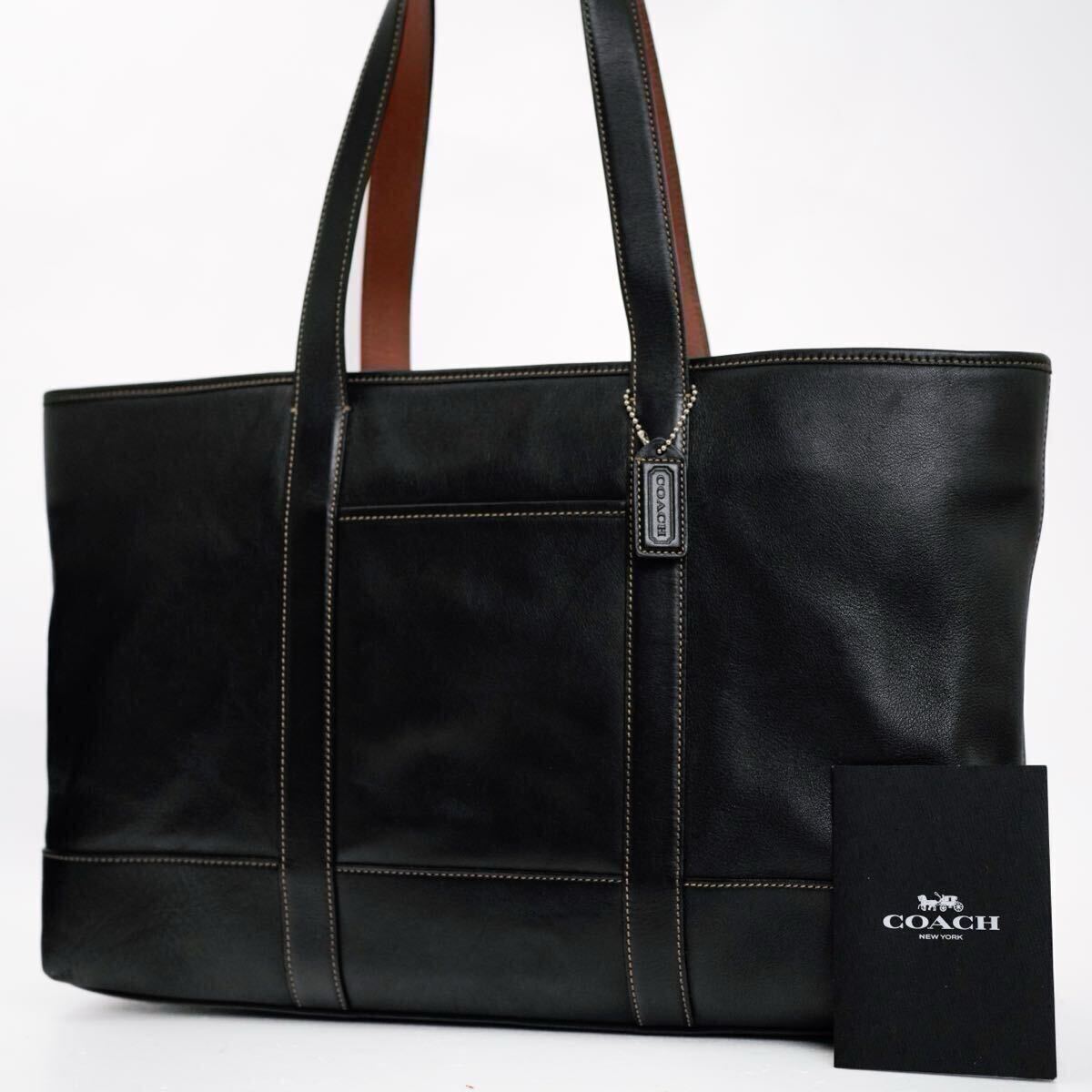 【極美品/入手困難】COACH コーチ トートバッグ バッグ B4 PC 収納 メンズ レディース ビジネス レザー 本革 ブラック ビジネスバッグ拍卖