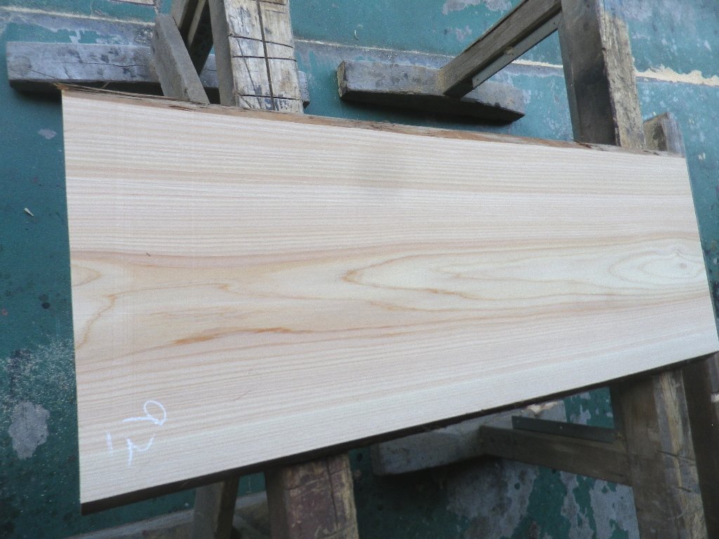 長100*幅35-37*厚3.1 桧92の木材木工材,一枚板自然木無垢材DIY テーブル天板 ヒノキ拍卖
