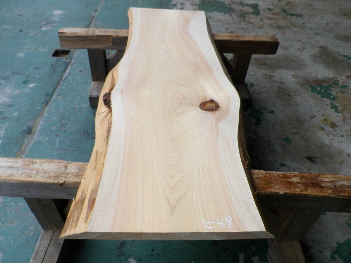 長151*幅41-50*厚4 桧49の木材木工材,一枚板自然木無垢材DIY テーブル天板 ヒノキ拍卖