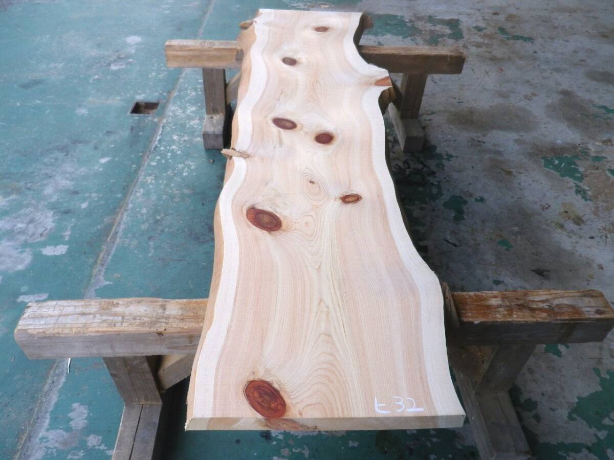 長194*幅42-50*厚5 桧32の木材木工材,一枚板自然木無垢材DIY テーブル天板 ヒノキ拍卖