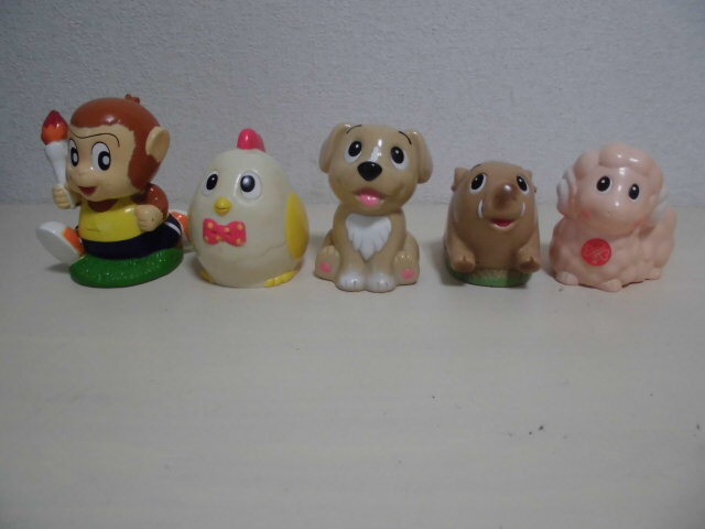 当時物 JAソフビ貯金箱 干支 猿・鶏・犬・猪・羊 拍卖