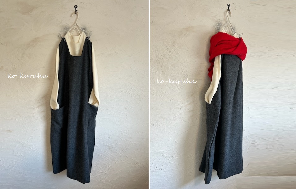 ハンドメイド::杢グレーやわらかウール。ノースリーブコクーンOP拍卖