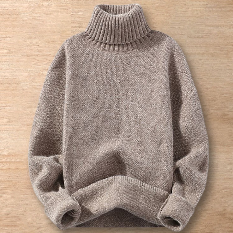 Y268-L ブラウン 新品DCKMANY ウール混 セーター タートルネック プルオーバー 編み 無地ニット 厚手 暖かい 長袖 メンズ 秋冬トップス拍卖