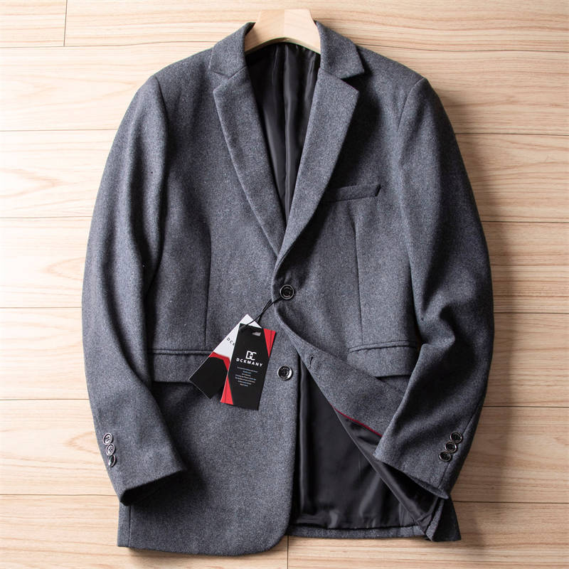 W0456-3XL程度/灰 洗練シルエット!新品DCKMANY メンズ ウール混 テーラードジャケット 上品 細身 秋冬 ビジネス カジュアル ブレザー拍卖