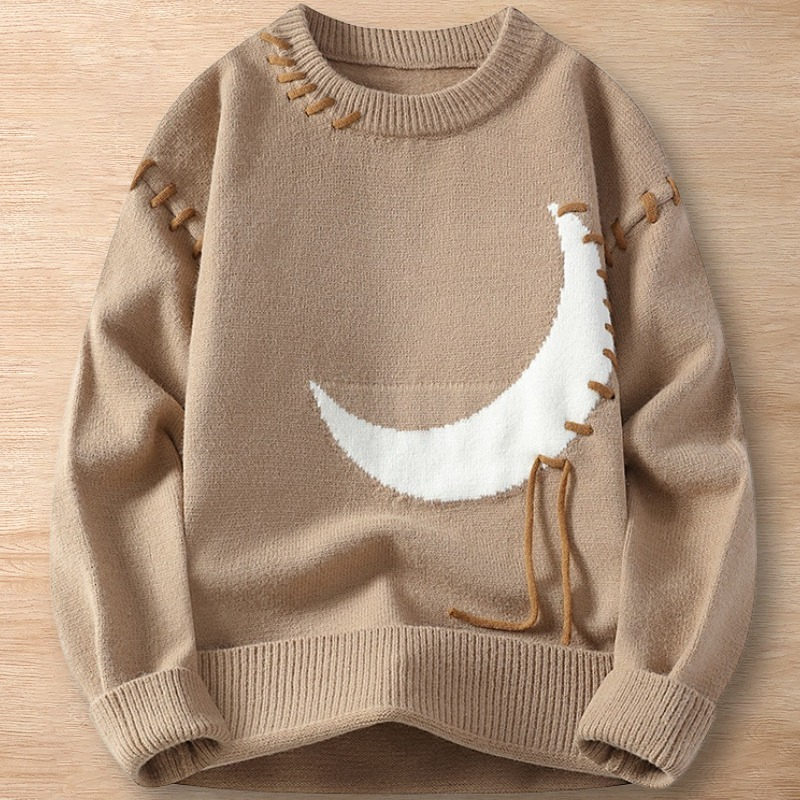 Y097-M カーキ 新品DCKMANY ウール混 ニットセーター 厚手 暖かい 秋冬 メンズ リブ編み袖口 トップス プルオーバー ラウンドネック拍卖