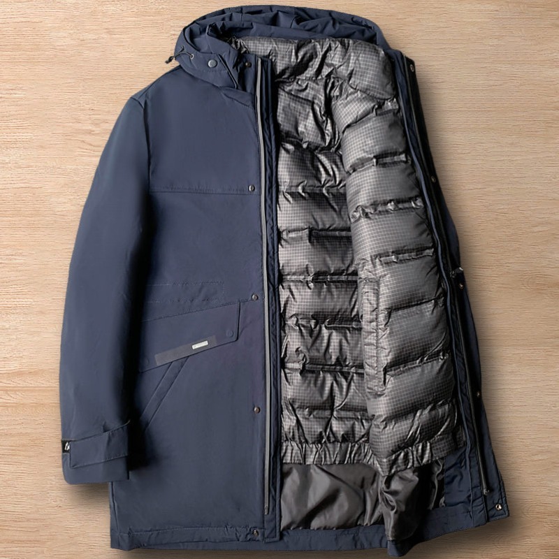 Y503-4XL ネイビー 新品DCKMANY ダウンジャケット 冬服 撥水 ミドル 防風 暖かい 極地防寒 厚手 フーデット アウター メンズ トップス拍卖