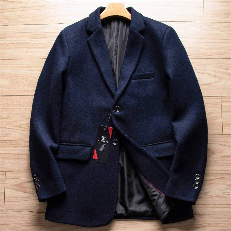 W0453-3XL程度/紺 洗練シルエット!新品DCKMANY メンズ ウール混 テーラードジャケット 上品 細身 秋冬 ビジネス カジュアル ブレザー拍卖