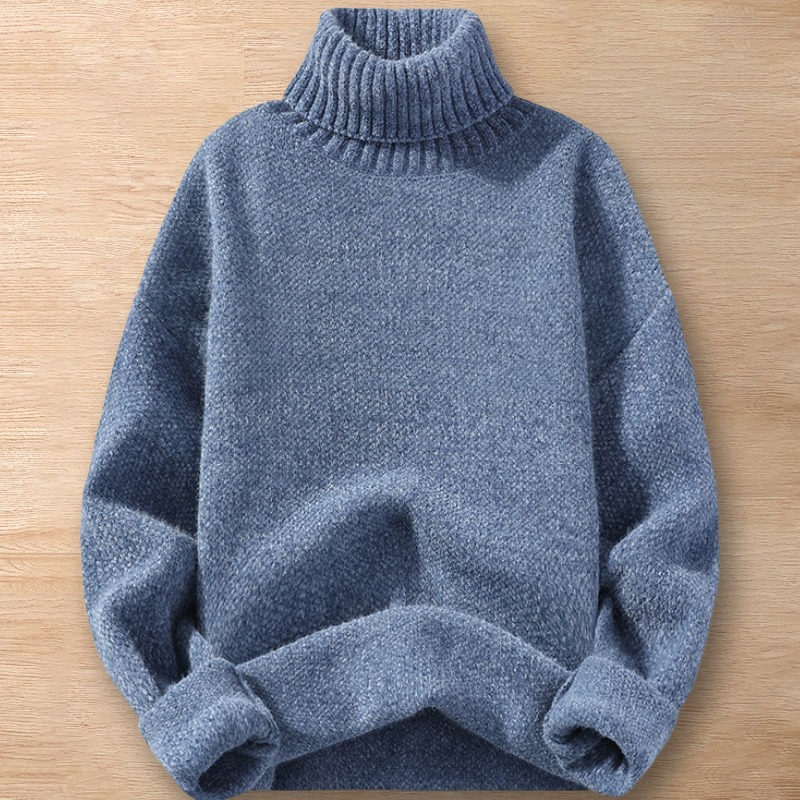 Y266-2XL ブルー 新品DCKMANY ウール混 セーター タートルネック プルオーバー 編み 無地ニット 厚手 暖かい 長袖 メンズ 秋冬トップス拍卖