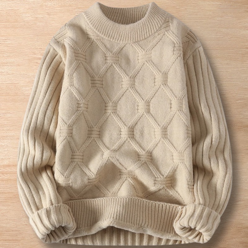 Y106-XL カーキ 新品DCKMANY ウール混 フィッシャーマンニット セーター 厚手 暖かい 冬 プルオーバー メンズ ケーブル編み 無地 トップス拍卖