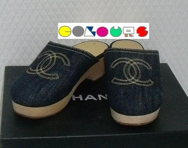 〔COLOURS〕スパークリングデニム&ココマーク■サボサンダル■サイズ37■CHANEL拍卖