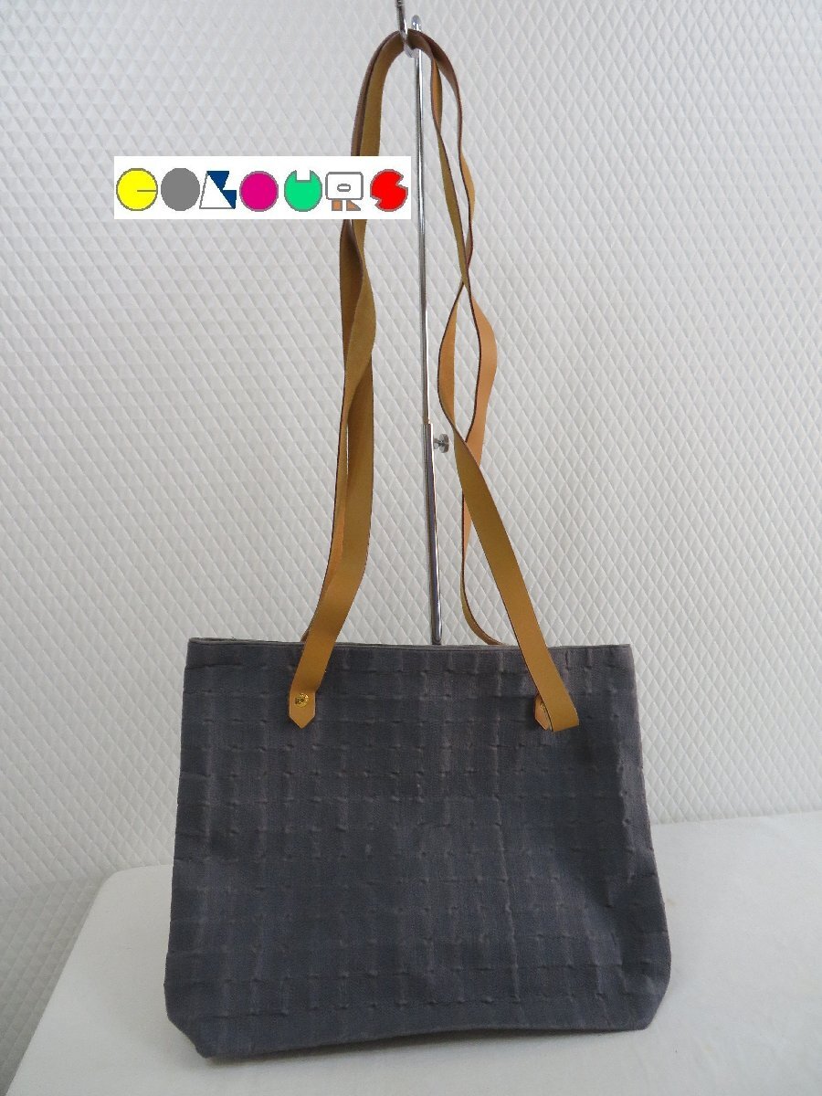 〔COLOURS〕 美品■アメダバ■カバ ドゥ ポッシュ■キャンバス×カーフ■グレー■ロングショルダーバッグ■HERMES拍卖