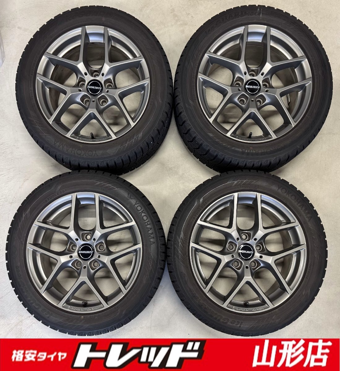 山形店 中古 冬タイヤ ホイール 4本セット BORBET タイプY 17インチ 7.5J 5H120 ヨコハマ アイスガード6 IG60 225/50R17 2019年製 BMW拍卖