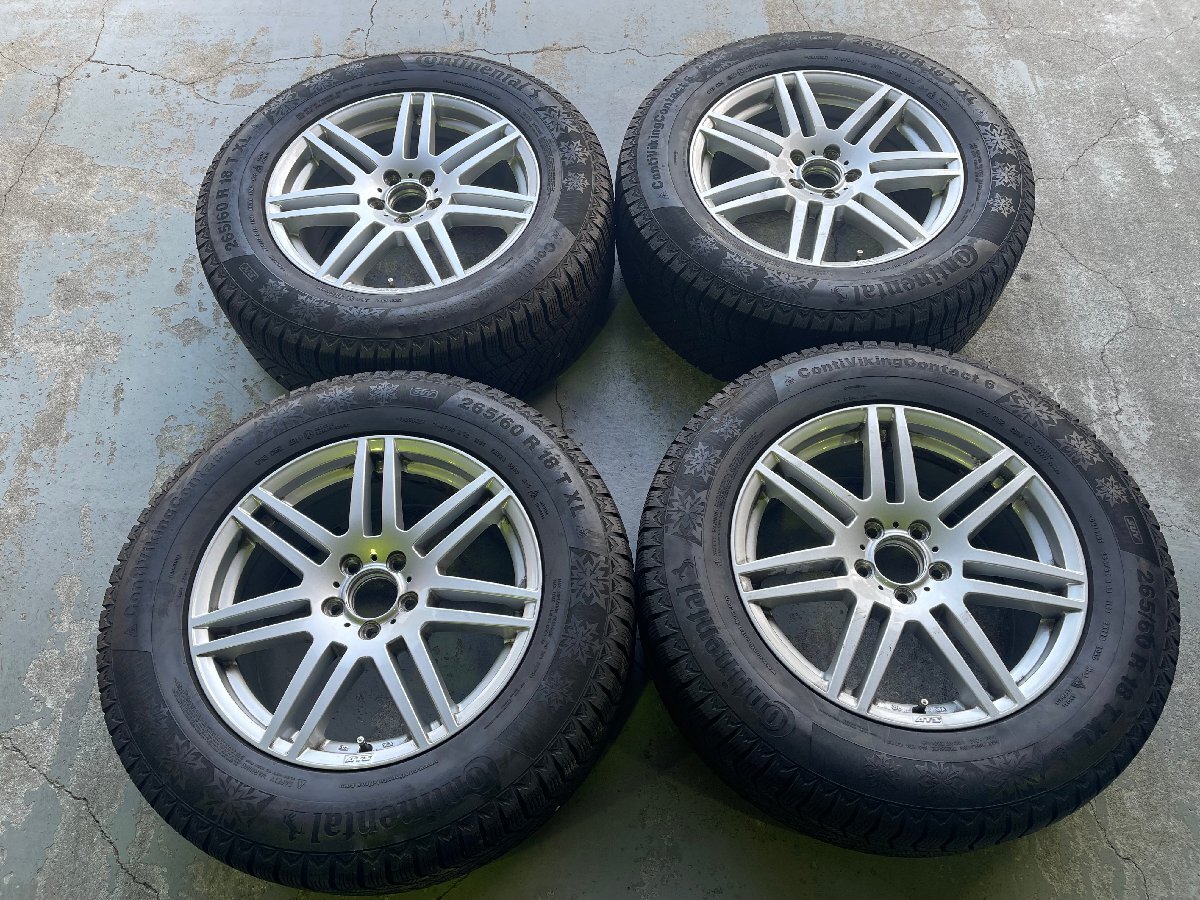 新横浜師岡店 中古ホイールスタッドレス ベンツ純正 18インチ8.5J-5穴112+55 CONTIVIKING CONTACT6 265/60R18 14年製 Gクラス拍卖