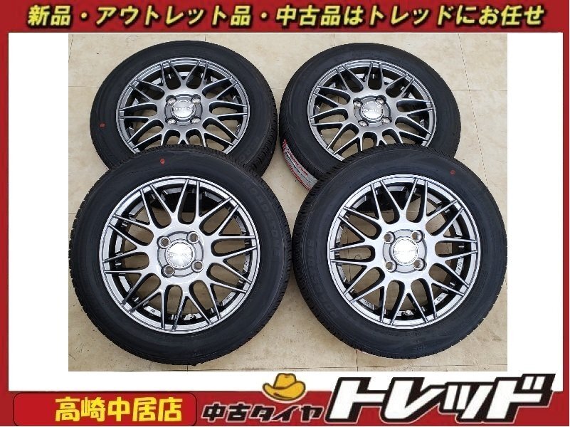 高崎中居店 新品サマーアウトレットセット 4本セット ヒューマンライン MM-022 14インチ 4.5J x ロードストーン ユーロビズHP02 155/65R14拍卖