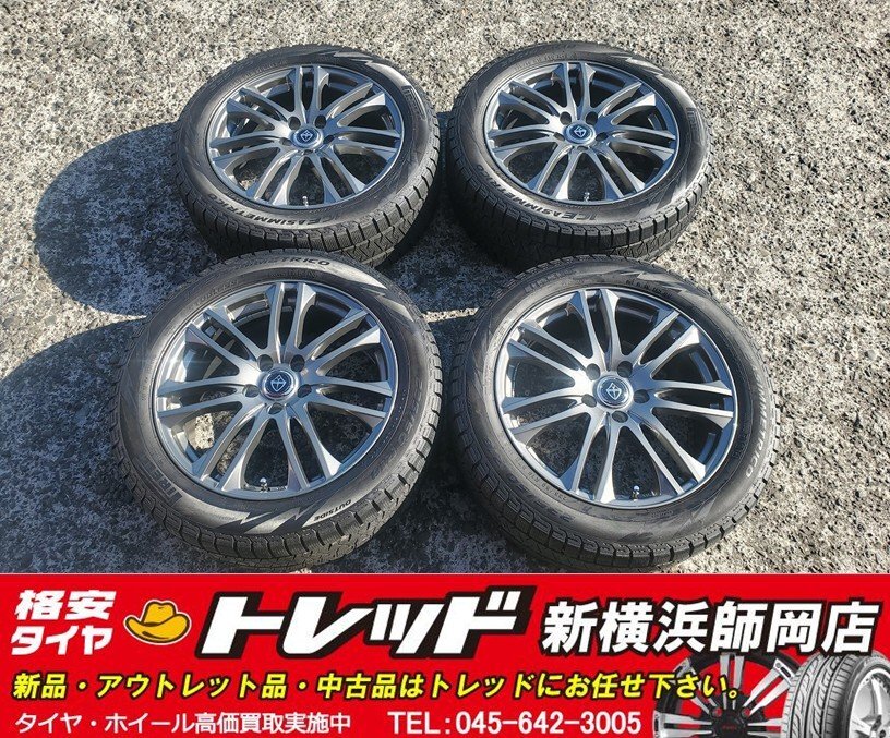 師岡店 大特価!! 中古アルミスタッドレス4本SET VELVA ZS 18インチ7.5J-5穴114.3+38 & ICE ASIMMETRICO 235/50R18 18年製 アルファード等拍卖