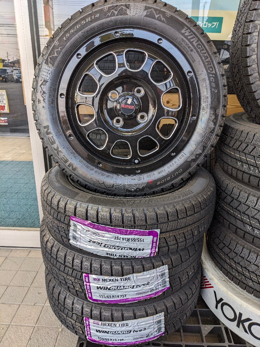 大田原店 現品限定 新品スタッドレスホイールSET クロステン 14インチ4.5Jネクセン ウィンガードアイス2 155/65R14 2023年製 軽自動車など拍卖
