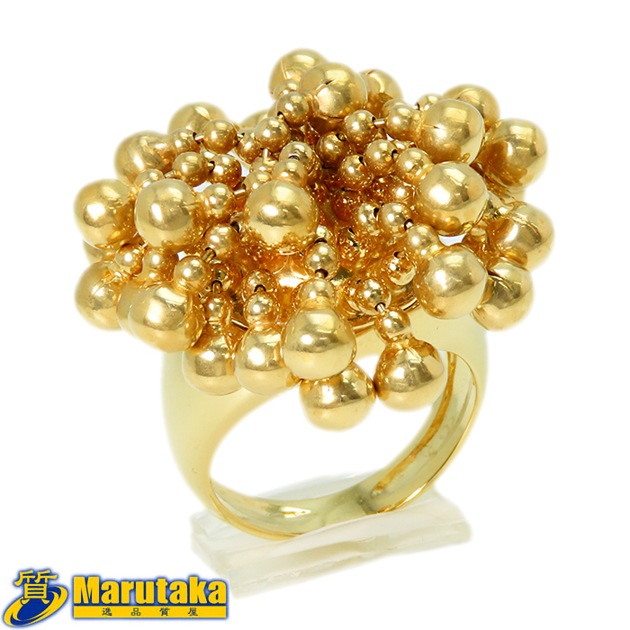 【750 リング】18金イエローゴールド 9.5号 指輪 約20.6g レディース ボール 揺れる 花火のような華やかなジュエリー 地金 貴金属 K18 中古拍卖