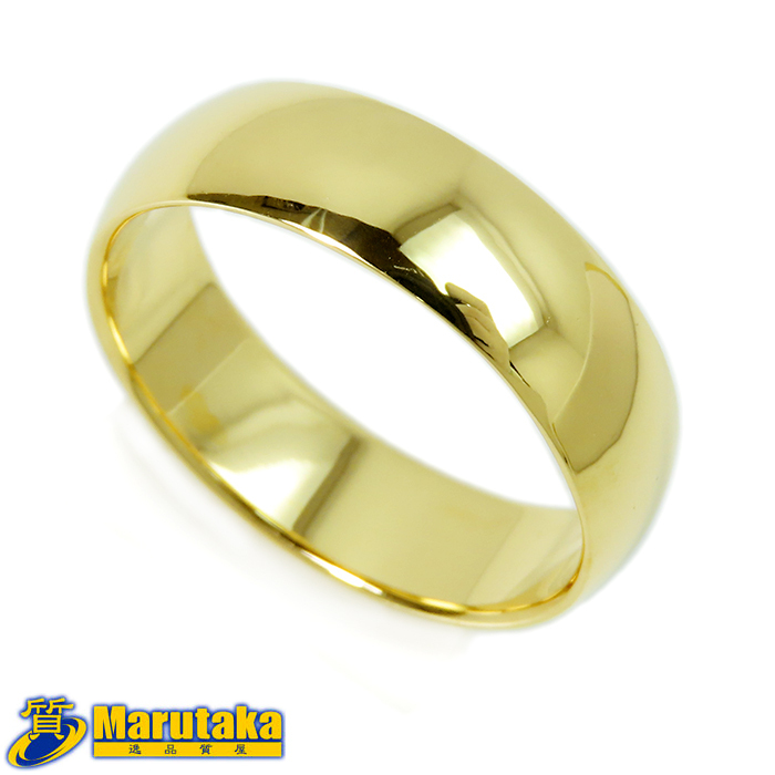 【K18 甲丸リング】18金イエローゴールド 19号 約6.0g 指輪 シンプル ジュエリー メンズ レディース 貴金属 地金 無地 GOLD 中古拍卖