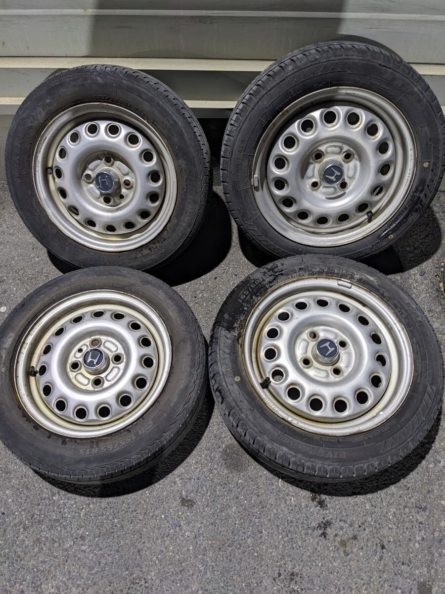 ◆ビート◆純正◆スチールアルミ4本セット◆155/65/13◆165/60/14◆№5891 13インチ 14インチ ホンダ PP1拍卖