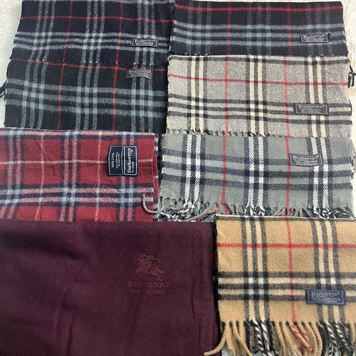 BURBERRY マフラー 8点セット カシミア 100% まとめ売り バーバリー ストール ひざ掛け ウール100% まとめ 1円拍卖