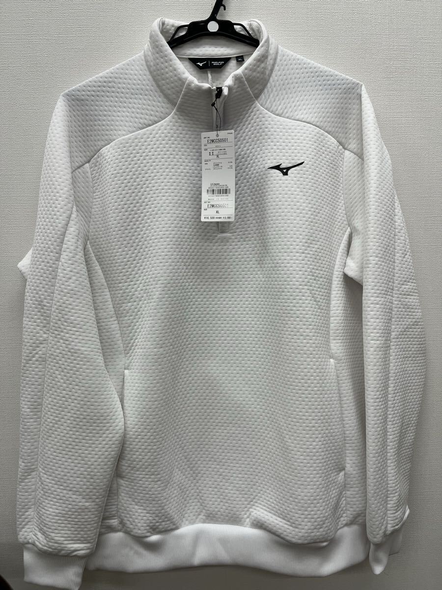 ミズノ ゴルフ XLサイズ ブレスサーモリップルキルトハーフジップアッププルオーバー メンズ ホワイト拍卖