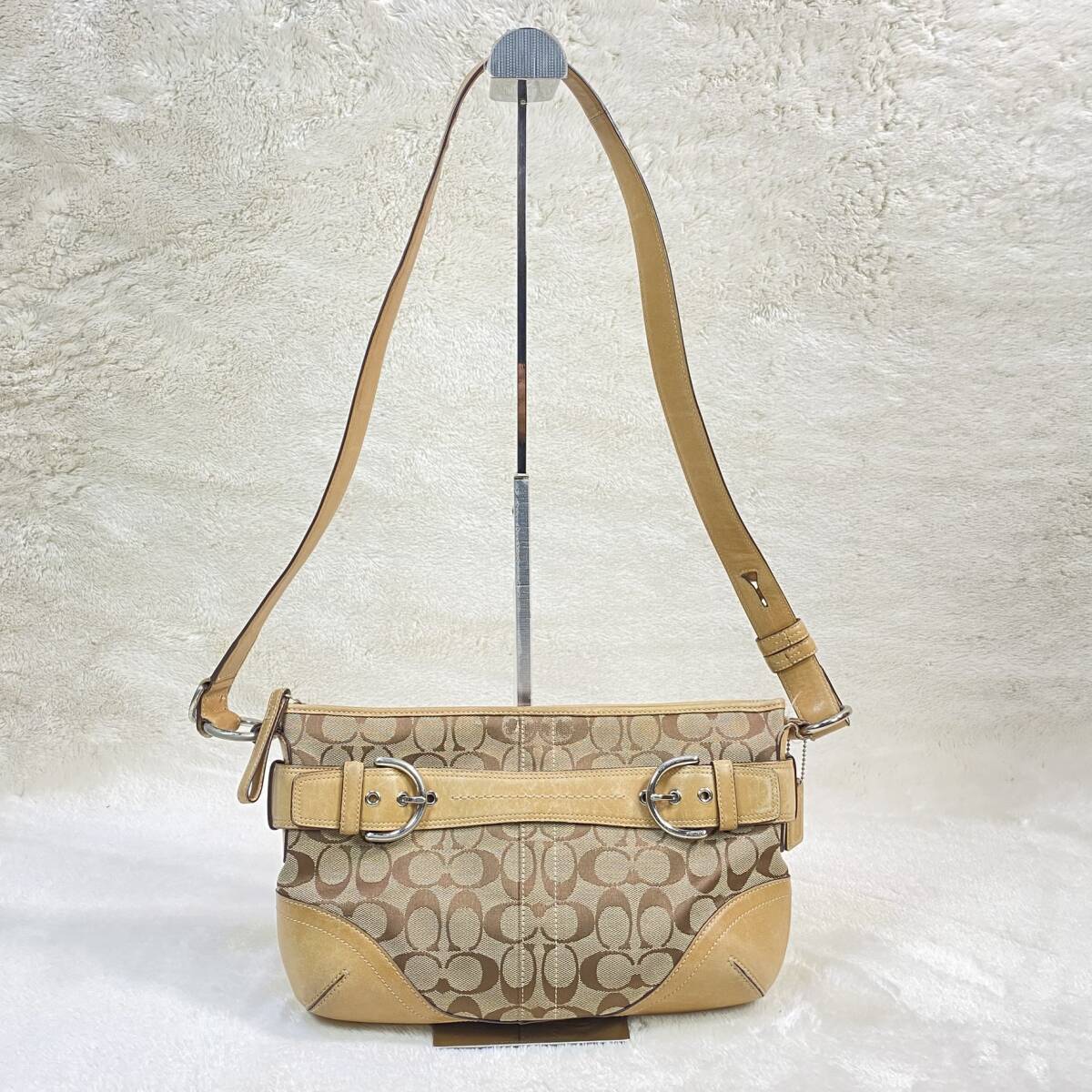 2511-321 1円スタート COACH・コーチ オールドコーチ シグネチャー 7077 ショルダーバッグ キャンバス レザー拍卖