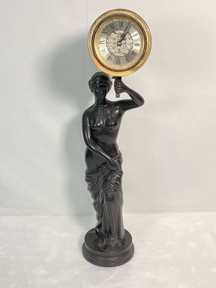 2511-332 アンティーク インテリア 置物 女神像 置時計 現状販売 振り子無し拍卖