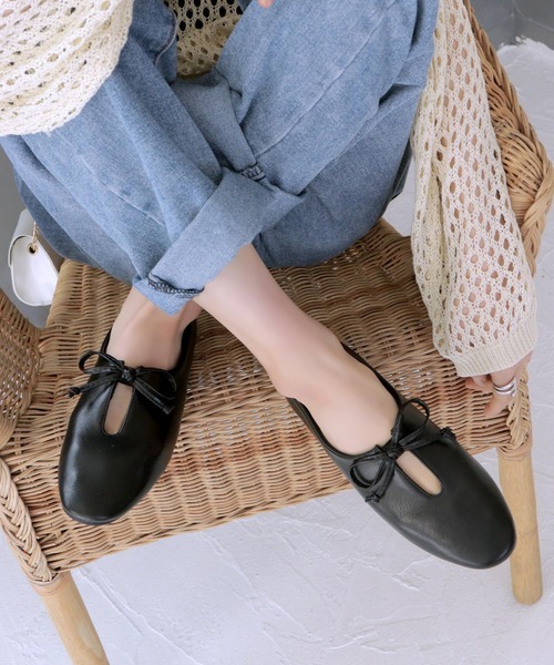 「SOROTTO」 フラットパンプス 24.0cm ブラック レディース拍卖