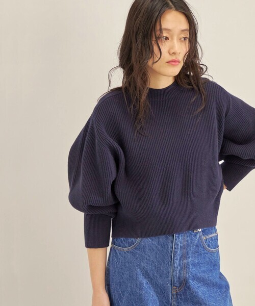 「SHIPS」 長袖ニット ONE SIZE ネイビー レディース拍卖