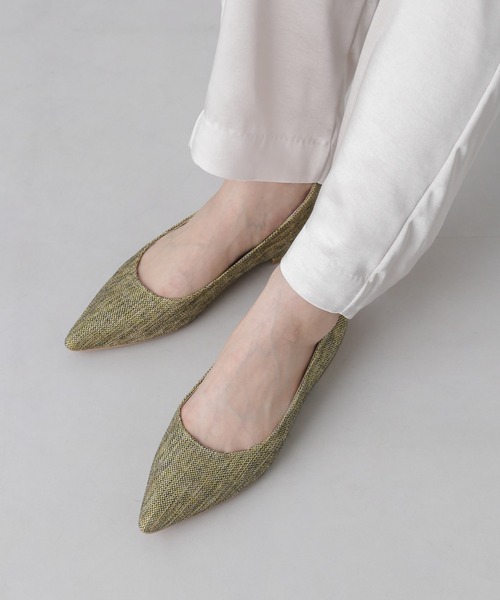 「NANO universe」 フラットパンプス 38 イエロー レディース拍卖