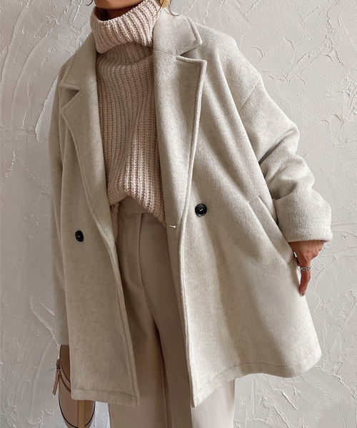 「JUNOAH」 チェスターコート MEDIUM アイボリー レディース拍卖