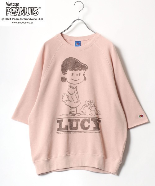 「PEANUTS」 スウェットカットソー「fruit of the loomコラボ」 M ピンク レディース拍卖