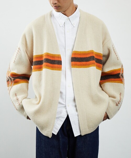 「PENDLETON」 ニットカーディガン MEDIUM オフホワイト メンズ拍卖