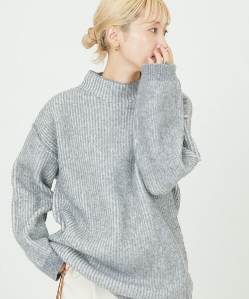 「FREAK'S STORE」 長袖ニット フリ- グレー レディース拍卖