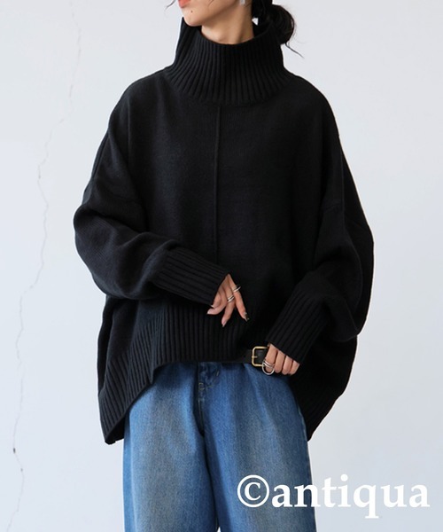 「antiqua」 「patterntorso」長袖ニット FREE ブラック レディース拍卖
