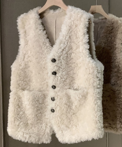 「aimoha」 ベスト MEDIUM オフホワイト レディース拍卖