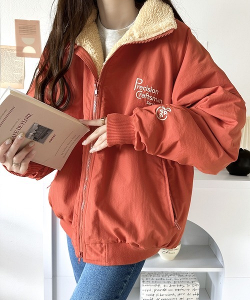 「Java」 ジップアップブルゾン LARGE オレンジ レディース拍卖