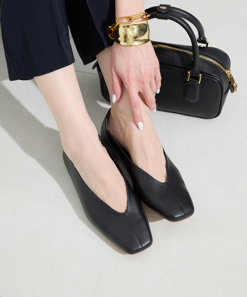 「SLOBE IENA」 フラットパンプス 24cm ブラック レディース拍卖