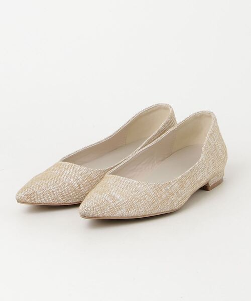 「NANO universe」 フラットパンプス 38 ベージュ レディース拍卖