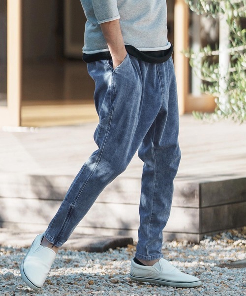 「CAMBIO」 イージーパンツ L ダークインディゴブルー メンズ拍卖