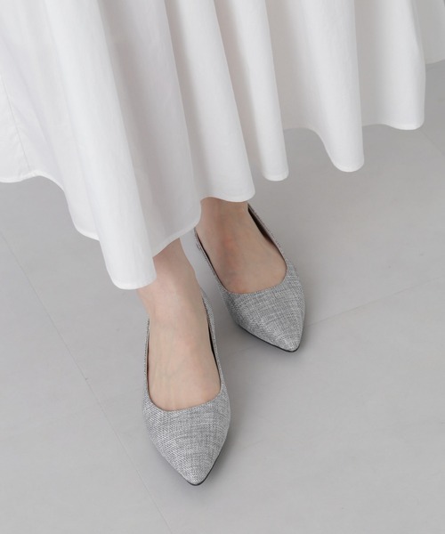 「NANO universe」 フラットパンプス 38 グレー レディース拍卖